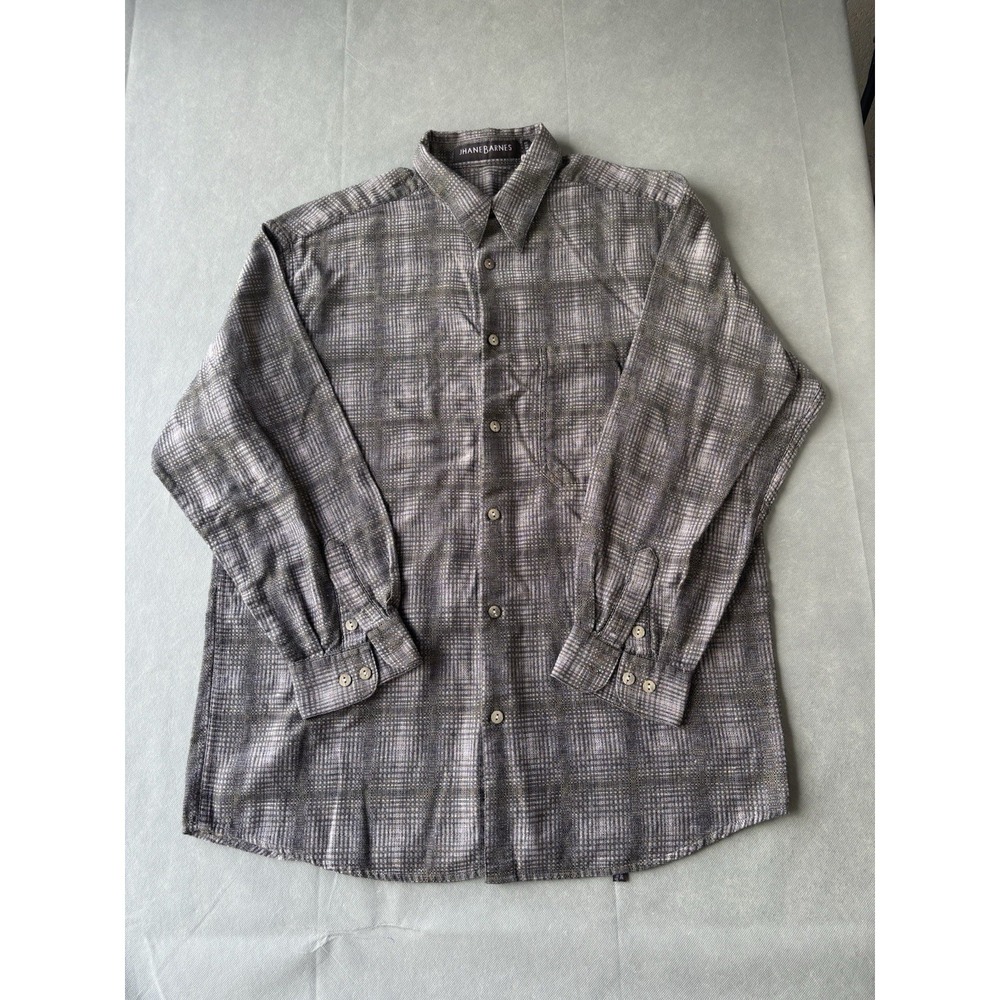 Jhane Barnes VTG Shirt Men Medium Purple Over 3D OP ART Preppy